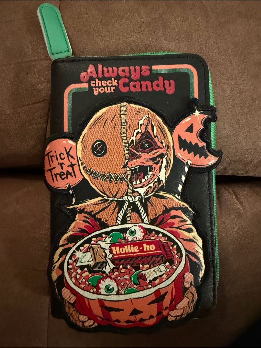 Always Check Your Candy Halloween Zip Pouch - Black & Green